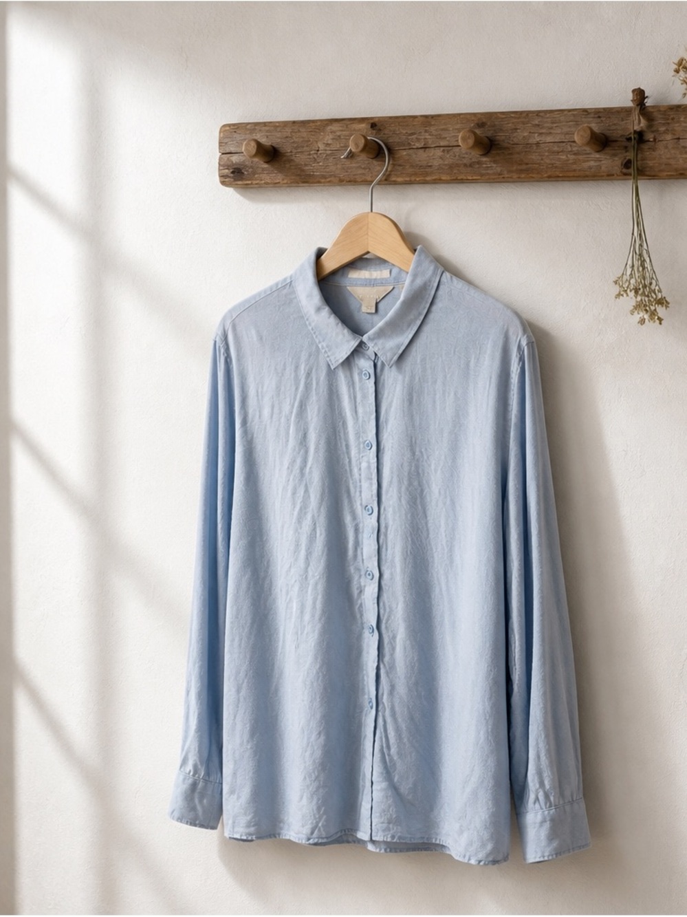 Ted Baker Light Blue linen blend Button-Down Shirt